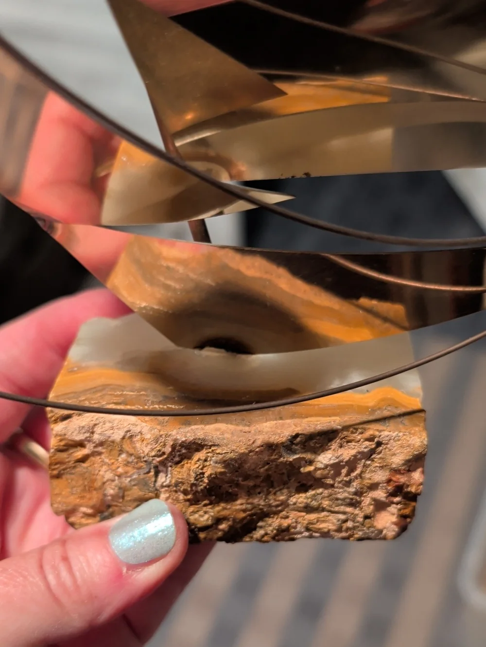 Brass Sailboat Sculpture In Stone- Gold Tone